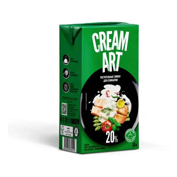 Крем на растительных маслах ультрапастеризованный 20% Creamart 1л, 12шт/кор