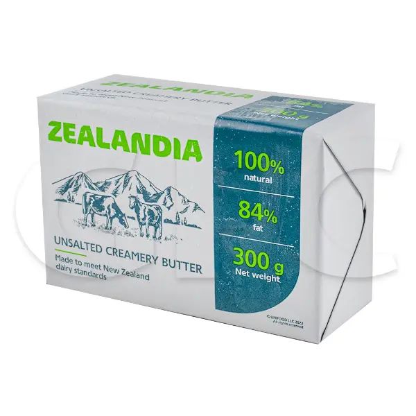 Масло сладко-сливочное несоленое халяль 84% Zealandia 300гр, 20шт/кор