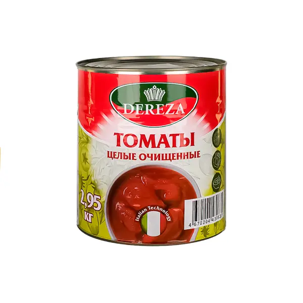 Томаты целые очищенные Dereza 2950гр/1760гр, 6шт/кор