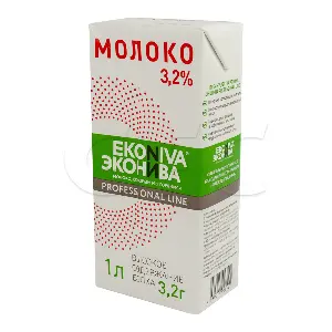 Молоко ультрапастеризованное 3,2% ЭкоНива 1л, 12шт/кор