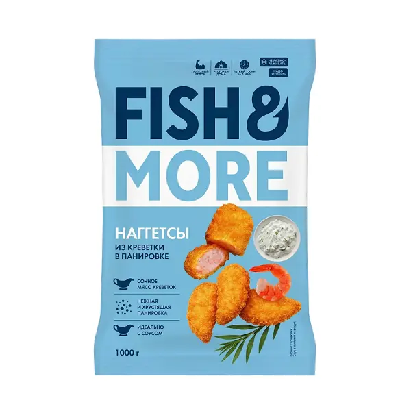 Наггетсы из мяса креветок в панировке Fish&More 1кг, 6кг/кор