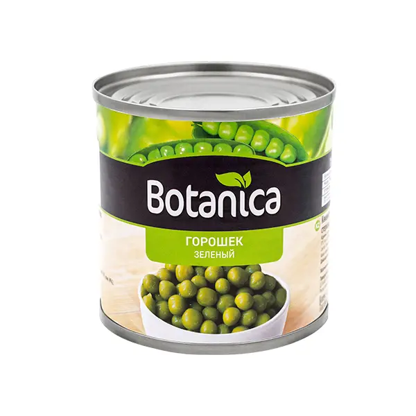Горошек зеленый консервированный высший сорт ГОСТ Botanica 425мл/400гр/240гр ж/б, 12шт/кор, Россия