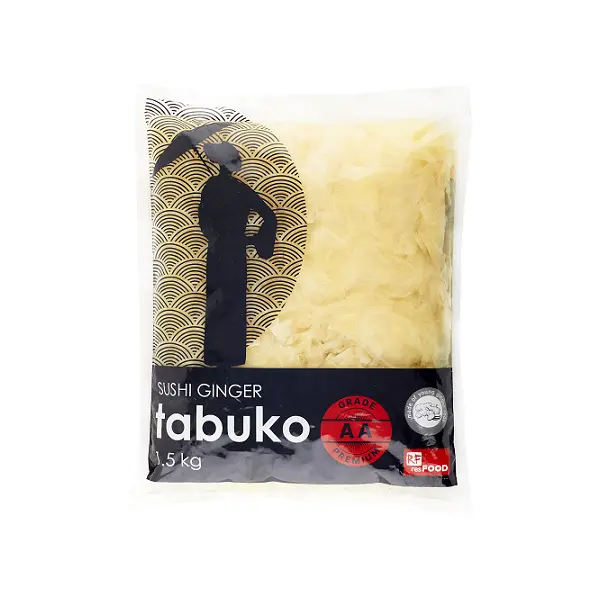 Имбирь маринованный белый грейд AA Tabuko Resfood 1,5кг, вес сухого вещ-ва 1кг, 10шт/кор, Китай