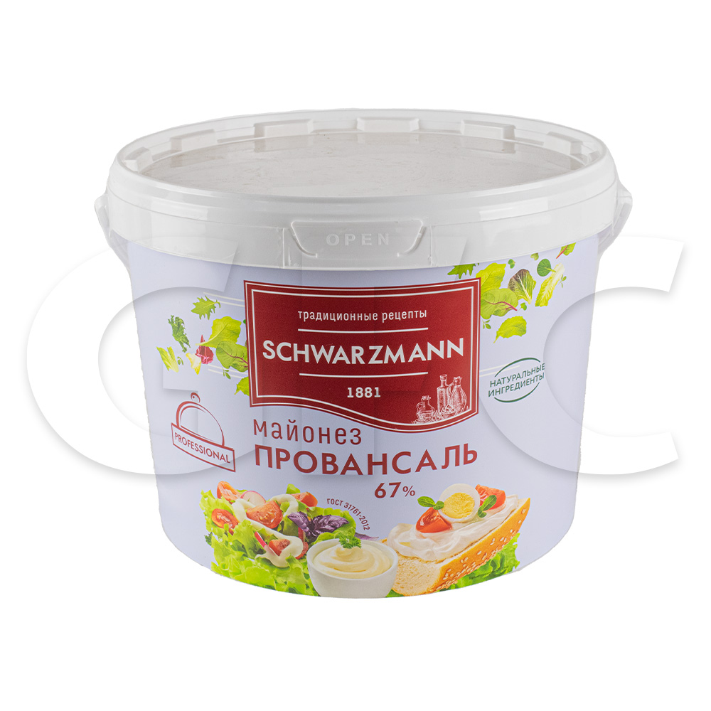 Майонез Провансаль 67% ГОСТ SCHWARZMANN 10л/9,4кг ведро