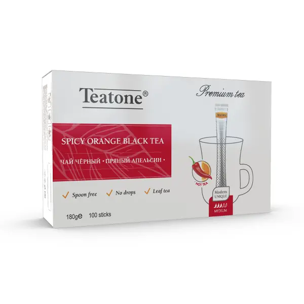 Чай черный Пряный апельсин Teatone 1,8гр, 100 стиков/шт, 5шт/кор