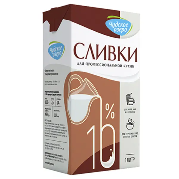 Сливки питьевые ультрапастеризованные Чудское озеро 10% 1л (М)