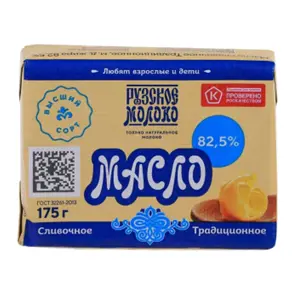 Масло сливочное традиционное 82,5% Рузское молоко 175гр, 16шт/кор
