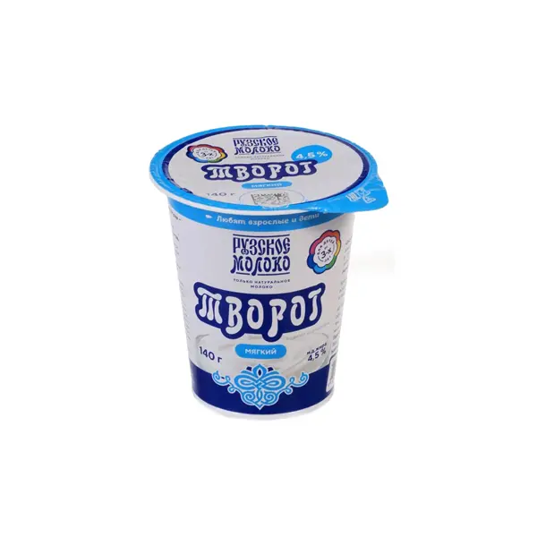 Творог мягкий 4,5% Рузское молоко 140гр, 12шт/кор