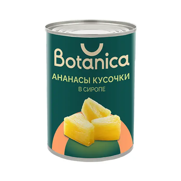 Ананасы консервированные кусочки в сиропе Botanica 580мл/565гр/340гр, 12шт/кор, Таиланд