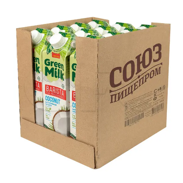Молоко растительное кокосовое на соевой основе Kokos Professional Green Milk 1л, 12шт/кор