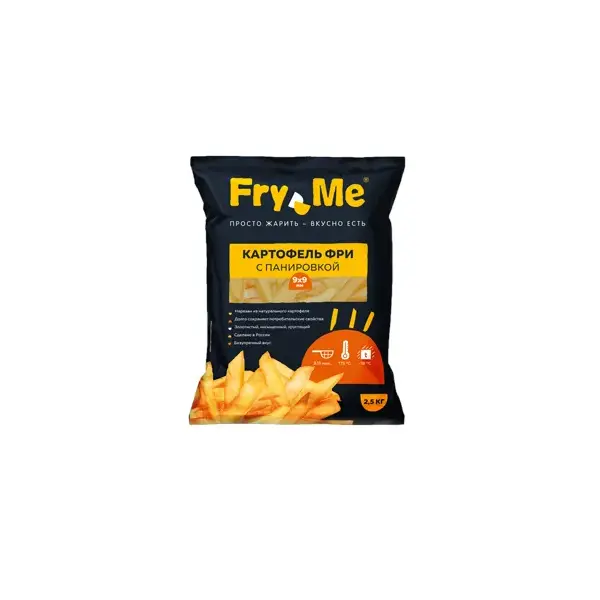 Картофель фри в панировке 9*9мм Fry Me 2,5кг, 5шт/кор