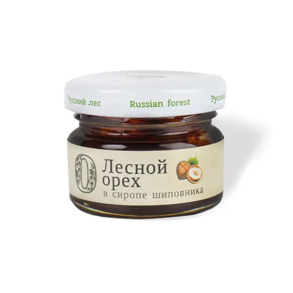 Орех лесной в сиропе шиповника Русский лес 25гр, 24шт/кор