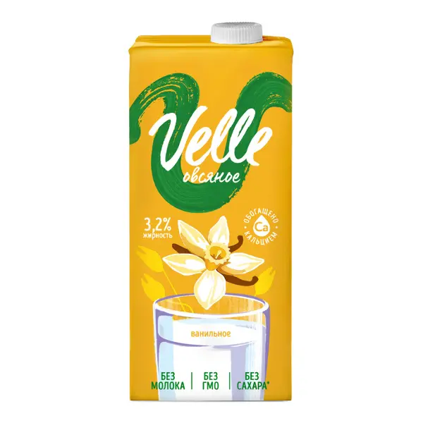 Молоко растительное овсяное ванильное Велле 1л тетрапак, 12шт/кор