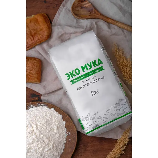 Мука пшеничная хлебопекарная высший сорт Экомука 2кг, 6шт/кор