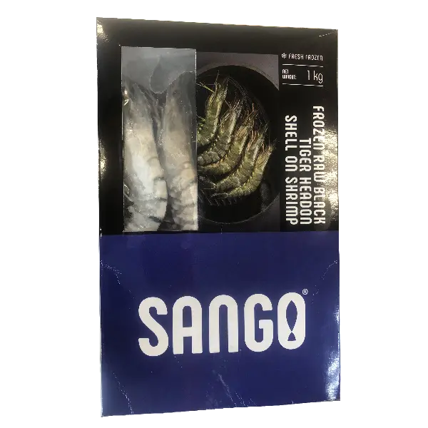 Креветка черная тигровая с/м в панцире с/г 8/12 SANGO 1кг, 10шт/кор, Индия