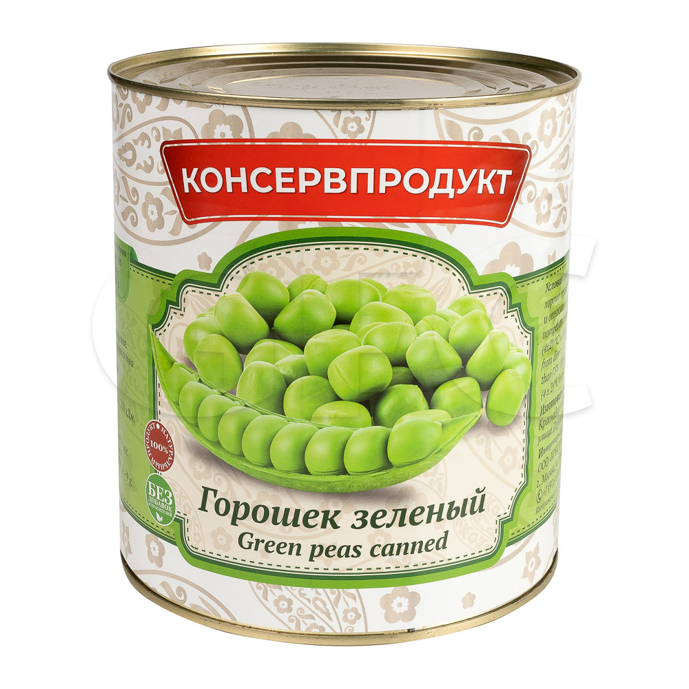 Горошек зеленый консервированный Консервпродукт 3100мл/2950гр/1770гр ж/б,  4шт/кор