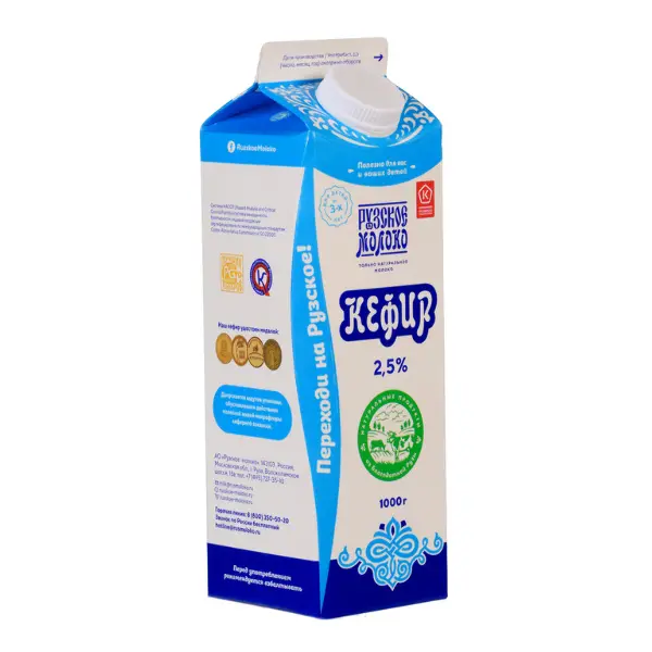 Кефир 2,5% Рузское молоко 1кг, 8шт/кор