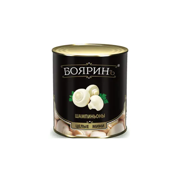Грибы шампиньоны целые мини Бояринъ 3100мл//3100гр/1800гр ж/б, 6шт/кор