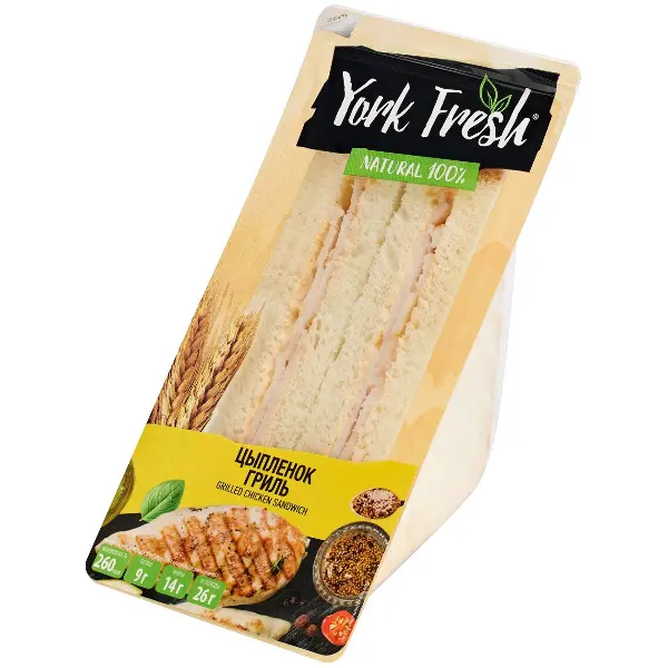 Сэндвич с цыпленком гриль в пикантном соусе YORK FRESH 150гр, 6шт/кор
