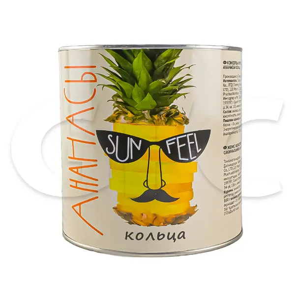 Ананасы консервированные кольца SUNFEEL 3100мл/3050гр/1790гр, 6шт/кор, Таиланд