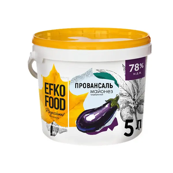 Майонез EFKO FOOD professional 78% 5л/4,8кг ведро, 2шт/кор