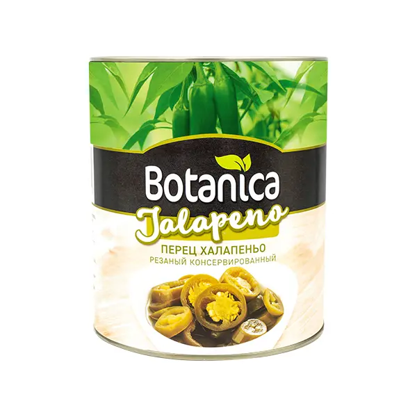 Перец халапеньо резаный Botanica 3100мл/3000гр/1560гр, 6шт/кор, Египет