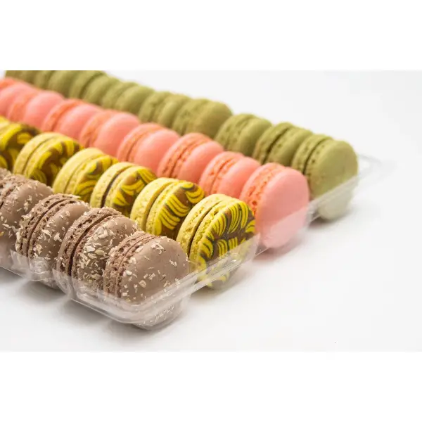 Макарони ассорти Кокосовый рай, Малина, Банановый милкшейк, Лесной орех Macaronshop 20гр, 72шт/кор