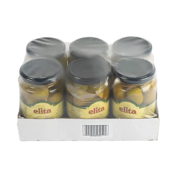 Оливки фаршированные миндалем ELITA 370мл/370гр/200гр ст/б, 6шт/кор, Греция