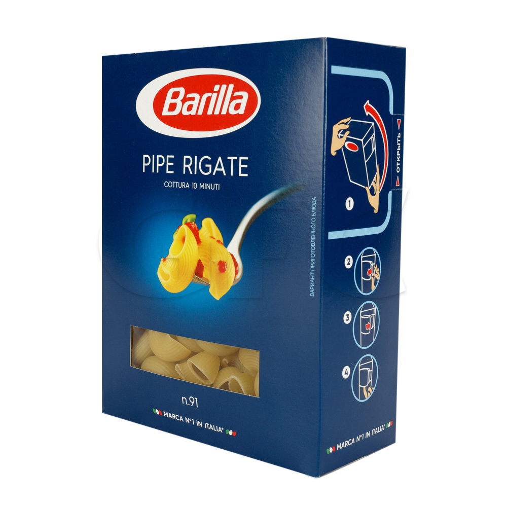 Паста BARILLA Пипе Ригате № 91 450гр, 12шт/кор