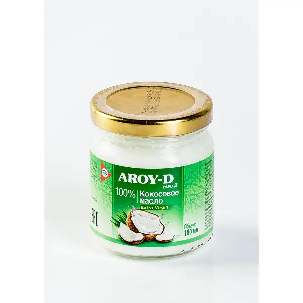Масло кокосовое Extra Virgin Aroy-D 180мл ст/б, 12шт/кор