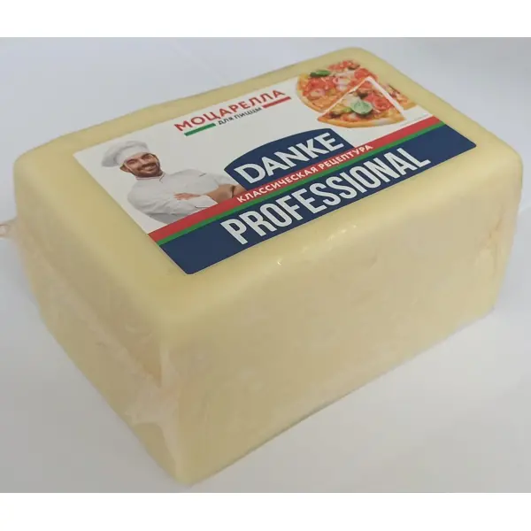 Сыр Моцарелла 40% для пиццы DANKE PROFESSIONAL ~1,6кг, ~9,6кг/кор