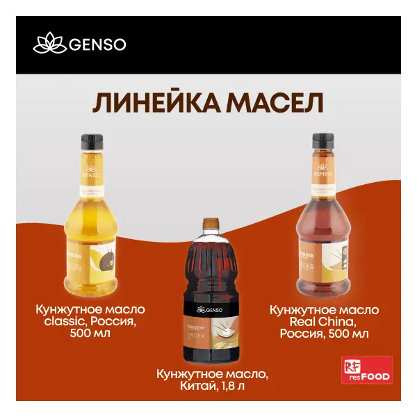 Масло кунжутное Real China Genso Resfood 500мл, 12шт/кор, Россия