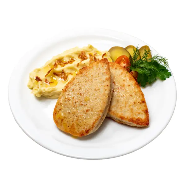 Шницель куриный с сыром и картофельным пюре AMK Foods 300гр, 25шт/кор