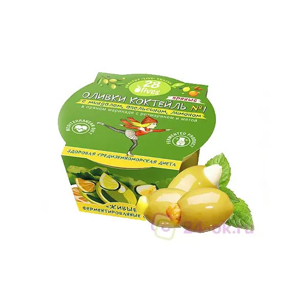 Оливки Коктейль № 1 в пряном маринаде с розмарином и мятой 28 Olives
