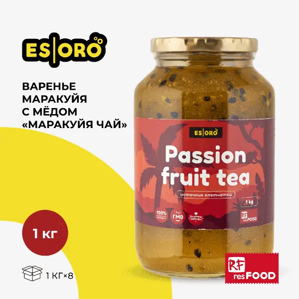 Варенье для приготовления чая с маракуйей и медом Esoro Resfood 1кг, 8шт/кор