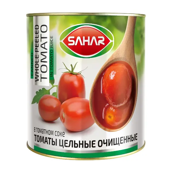 Томаты целые очищенные в с/с SAHAR 425мл/400гр/200гр ж/б, 24шт/кор
