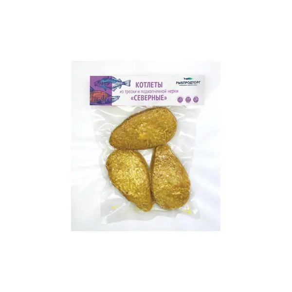Котлеты из трески и подкопченой нерки с сырной начинкой 350гр, 2,1кг/кор