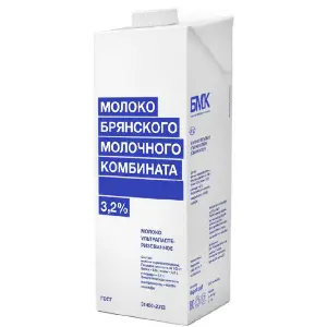 Молоко ультрапастеризованное 3,2% БМК 1л ТВА edge, 6шт/кор
