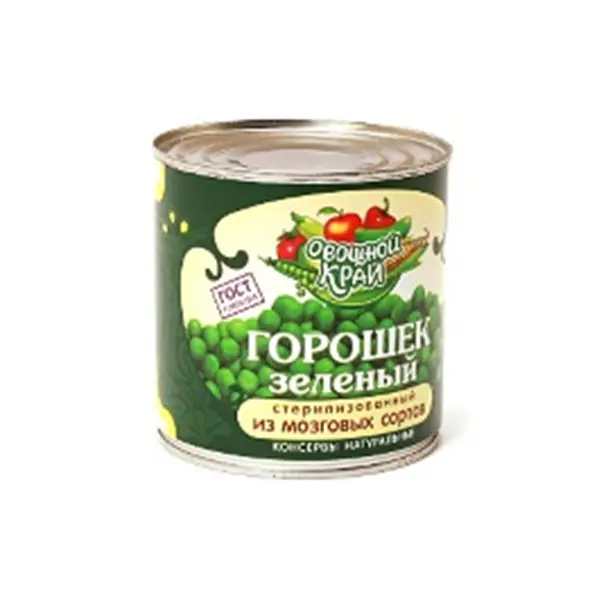 Горошек зеленый консервированный высший сорт Овощной край 400гр, 12шт/кор
