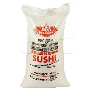 Рис для суши высший сорт ГОСТ Агро-Альянс 25кг/мешок