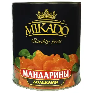 Мандарины консервированные дольки в сиропе MIKADO 3100мл/3000гр/1700гр, 6шт/кор 
