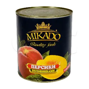 Персики консервированные половинки в сиропе MIKADO 850мл/820гр/460гр, 12шт/кор 
