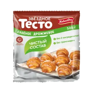 Тесто Звездное слоеное дрожжевое Fazer 500гр, 16шт/кор